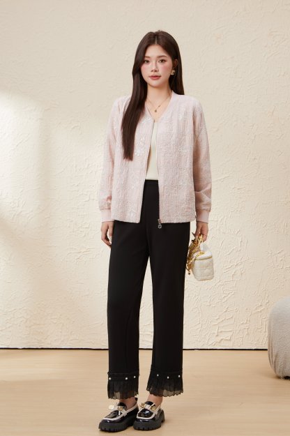 Embroidered Short Baseball Jacket EDW5636