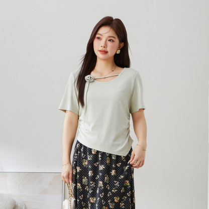 Rose Decorated Waist Slimming Top EXZ5287