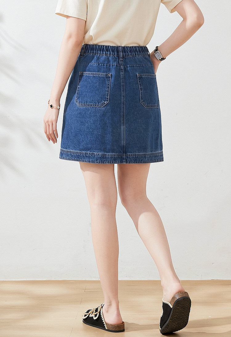Cowboy skirt with hip cinching and split design，FXBQ7192