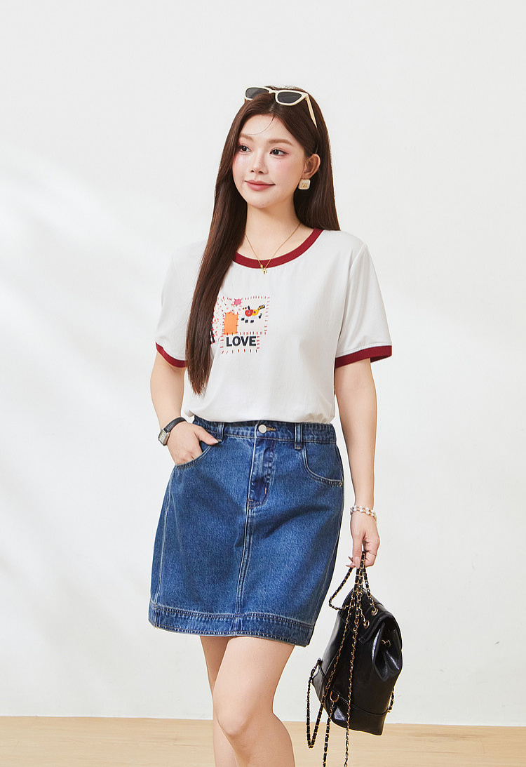 Cowboy skirt with hip cinching and split design，FXBQ7192