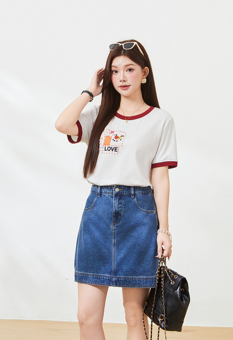 Cowboy skirt with hip cinching and split design，FXBQ7192