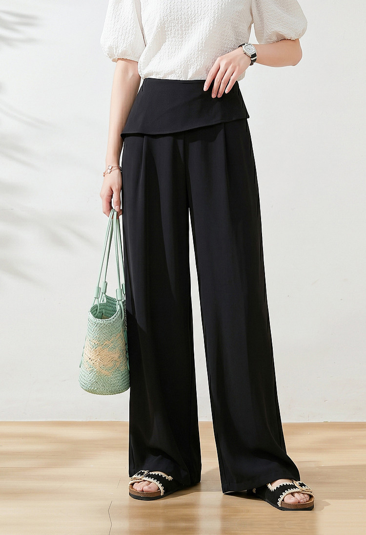 Belly covering design woven fabric pants，FXK7339