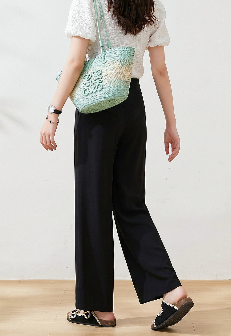 Belly covering design woven fabric pants，FXK7339