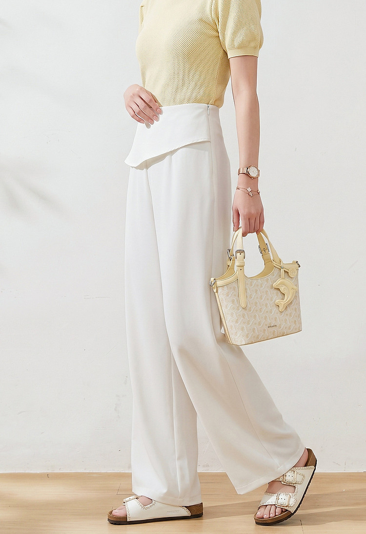 Belly covering design woven fabric pants，FXK7339