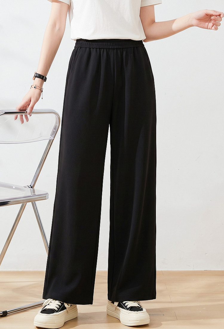 Plus-size high-waisted drawstring casual pants, loose-fit hip-cover, slimming all-match summer longs.