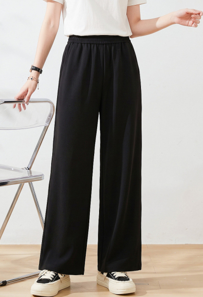 Plus-size high-waisted drawstring casual pants, loose-fit hip-cover, slimming all-match summer longs.
