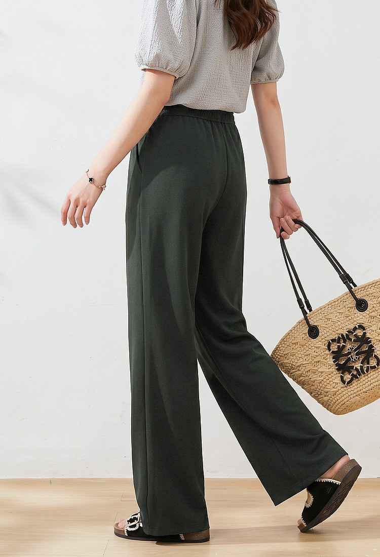 Plus-size high-waisted drawstring casual pants, loose-fit hip-cover, slimming all-match summer longs.