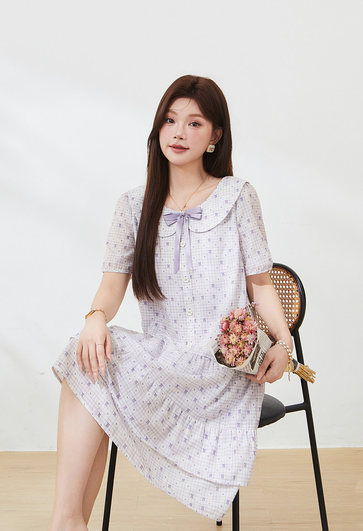 Summer dopamine slim floral cake dress FXQ9060N