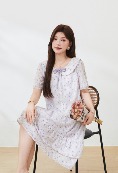 Summer dopamine slim floral cake dress FXQ9060N