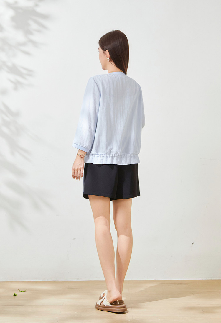 Thin jacket with drawstring hem, versatile style, FXW8095