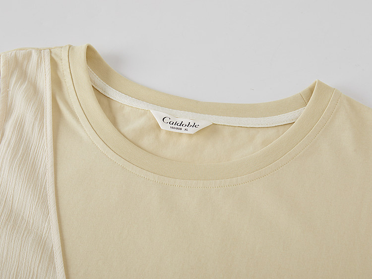 Irregularly spliced Sona cotton T-shirt FXZ7135