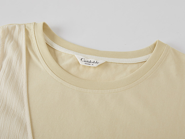 Irregularly spliced Sona cotton T-shirt FXZ7135