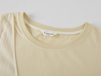 Irregularly spliced Sona cotton T-shirt FXZ7135
