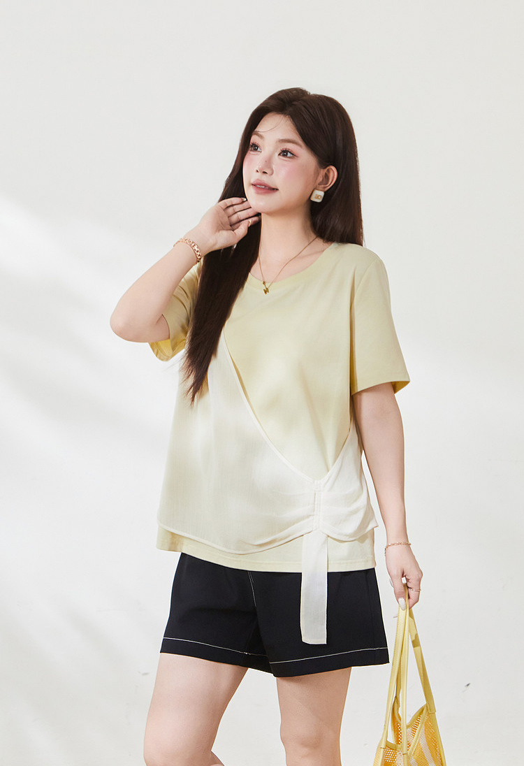 Irregularly spliced Sona cotton T-shirt FXZ7135