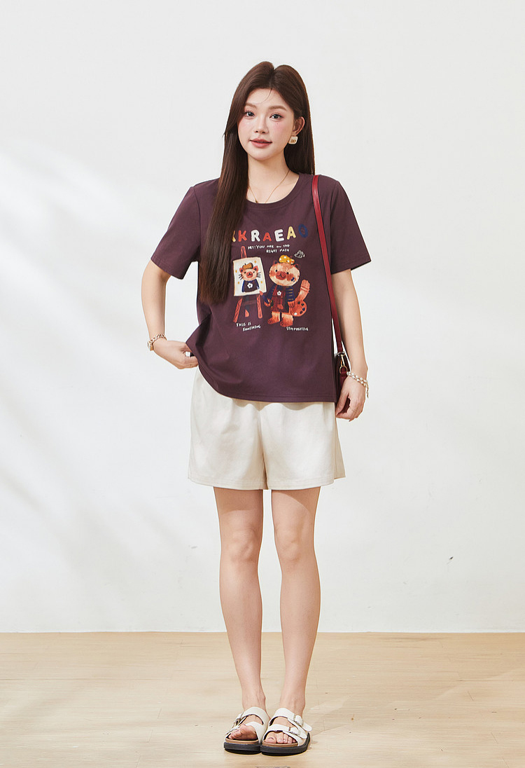 Creative graffiti ice-feel knitted T-shirt FXZ7258