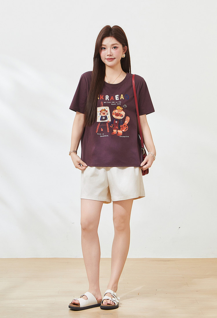 Creative graffiti ice-feel knitted T-shirt FXZ7258