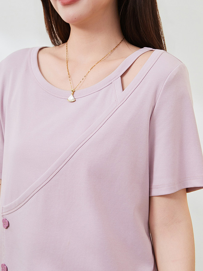Irregularly cut-out knitted T-shirt FXZ7296