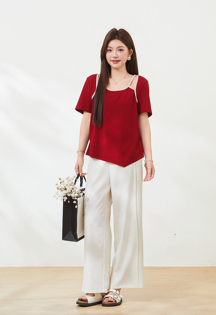 Irregular design hollow T-shirt，FXZ7302