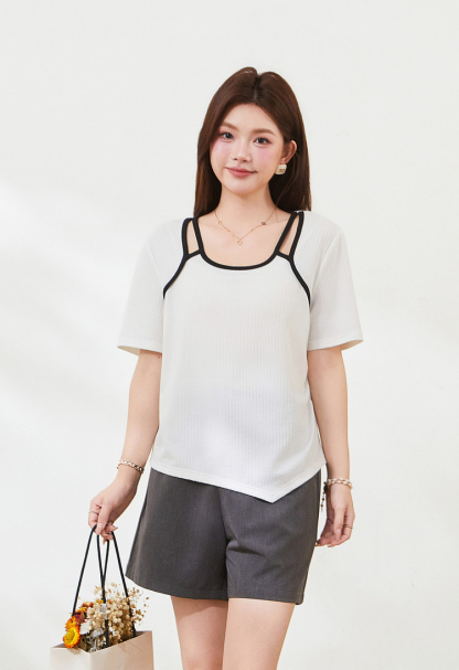 Irregular design hollow T-shirt，FXZ7302