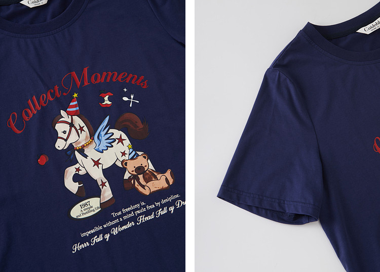 Cartoon pony print knitted T-shirt FXZ7323