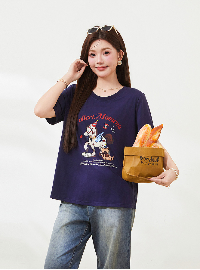Cartoon pony print knitted T-shirt FXZ7323