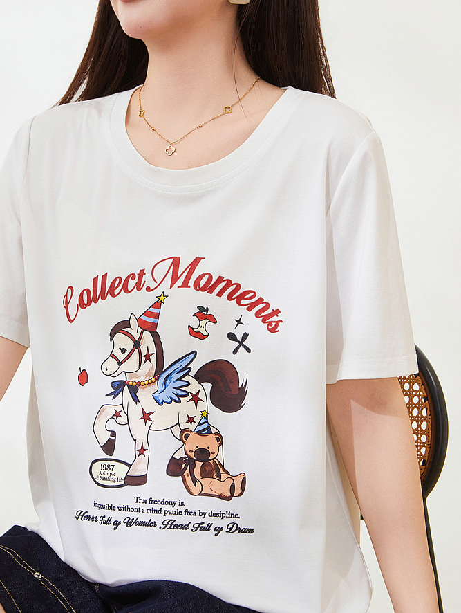 Cartoon pony print knitted T-shirt FXZ7323