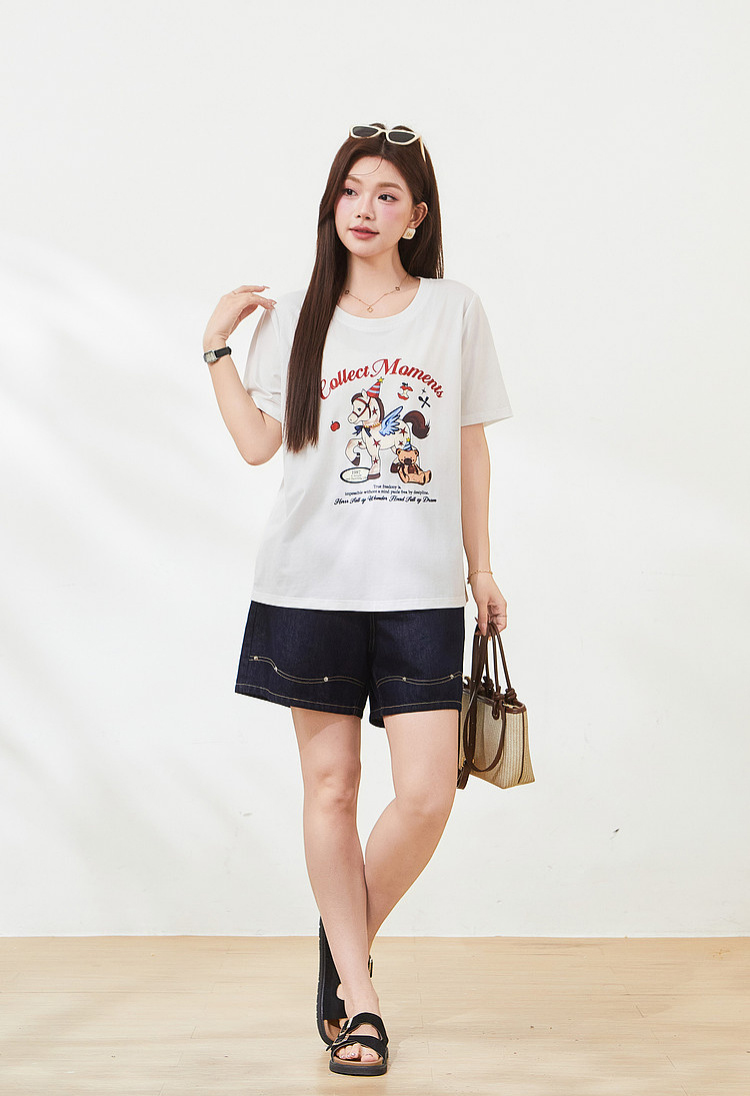 Cartoon pony print knitted T-shirt FXZ7323