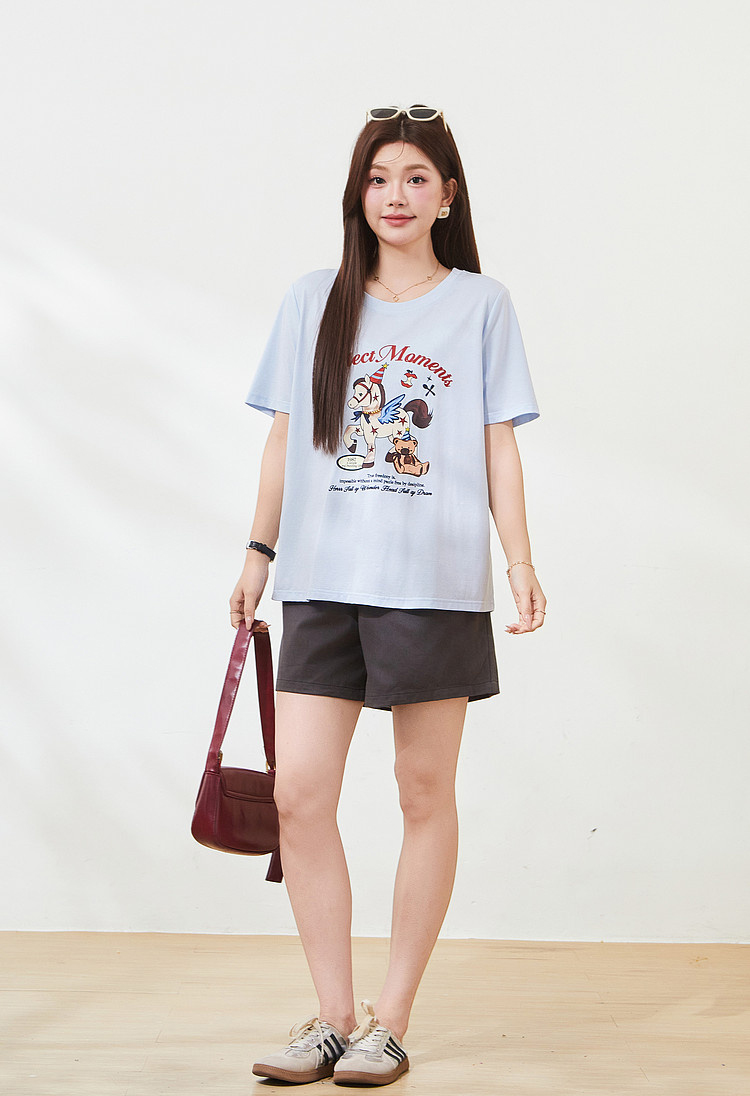 Cartoon pony print knitted T-shirt FXZ7323