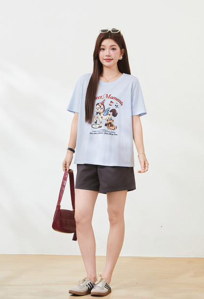 Cartoon pony print knitted T-shirt FXZ7323