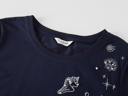 Spiky Pearl Embroidery T-shirt FXZ7522