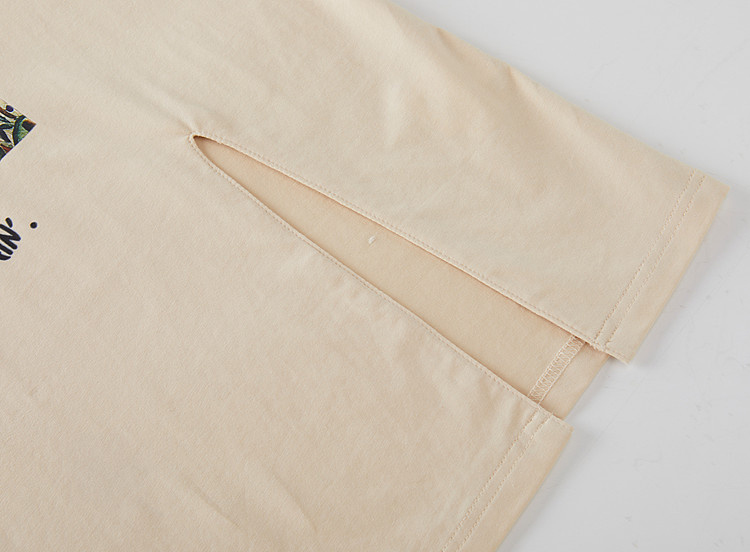 Irregular short-sleeved shirt with slit print, FXZ8070
