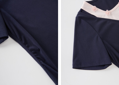 Color-blocked fake two-piece sweet knitted T-shirt FXZ9012