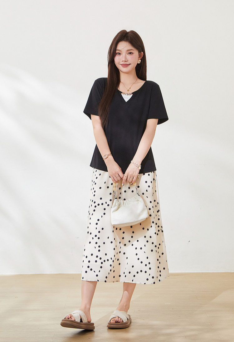Sweet Colorful Beaded Color-block T-shirt FXZ9030