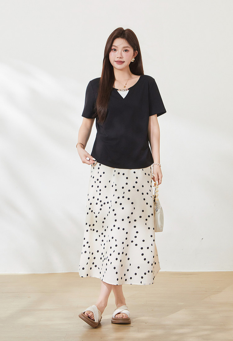 Sweet Colorful Beaded Color-block T-shirt FXZ9030