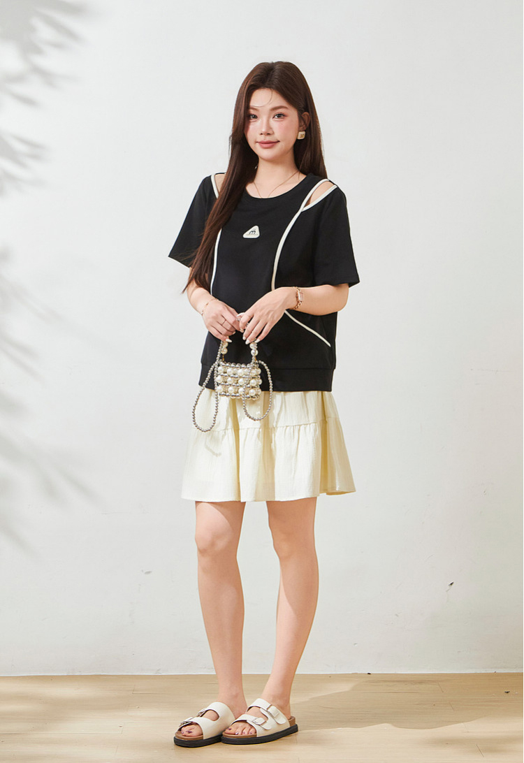 Split T-shirt with salad bar hem，FXZ9038