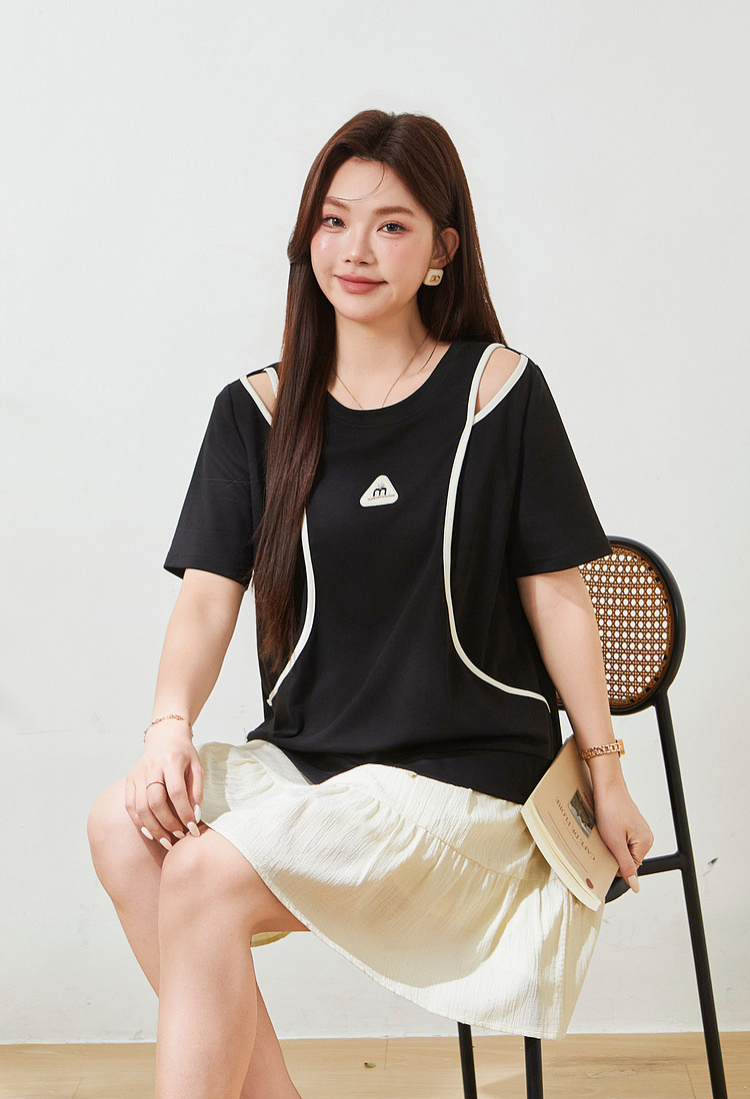 Split T-shirt with salad bar hem，FXZ9038
