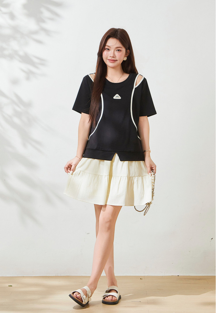 Split T-shirt with salad bar hem，FXZ9038