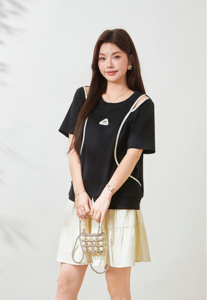 Split T-shirt with salad bar hem，FXZ9038