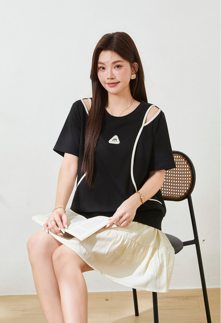 Split T-shirt with salad bar hem，FXZ9038