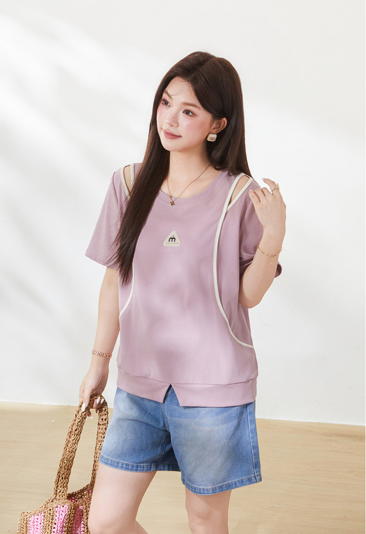 Split T-shirt with salad bar hem，FXZ9038