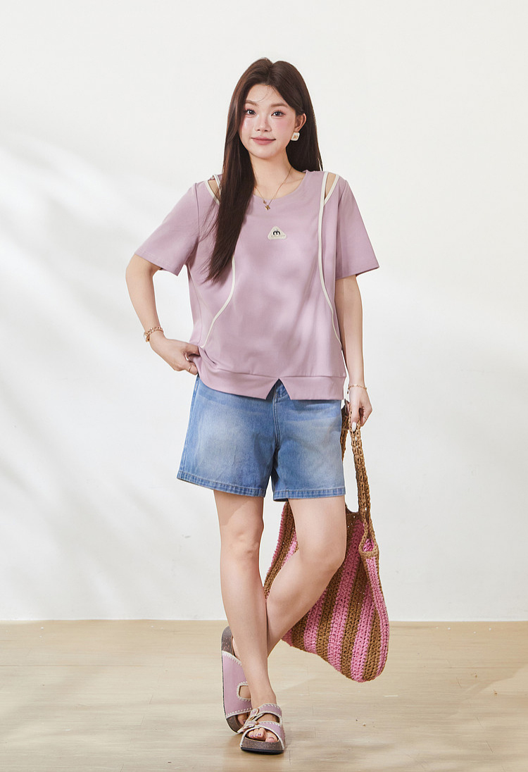 Split T-shirt with salad bar hem，FXZ9038