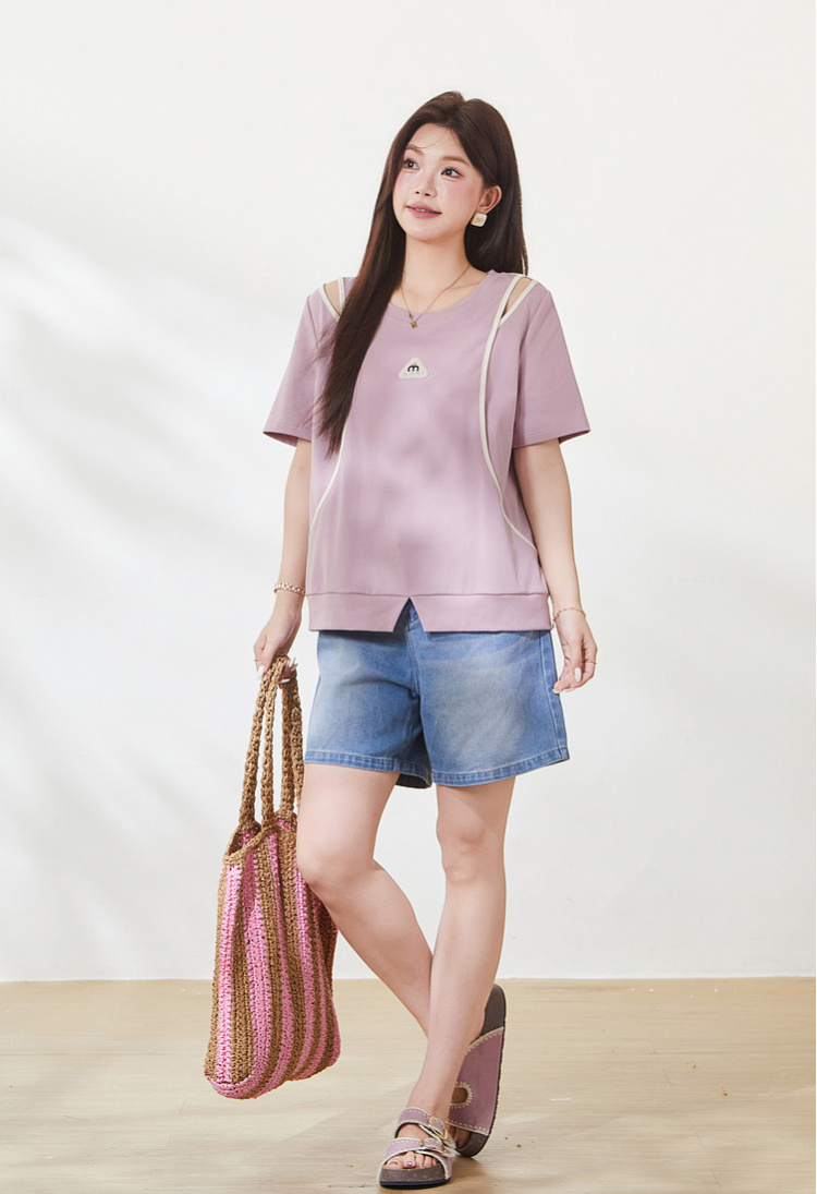 Split T-shirt with salad bar hem，FXZ9038