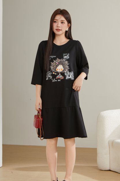 Ruffled Patchwork Printed Dress ECQ2380