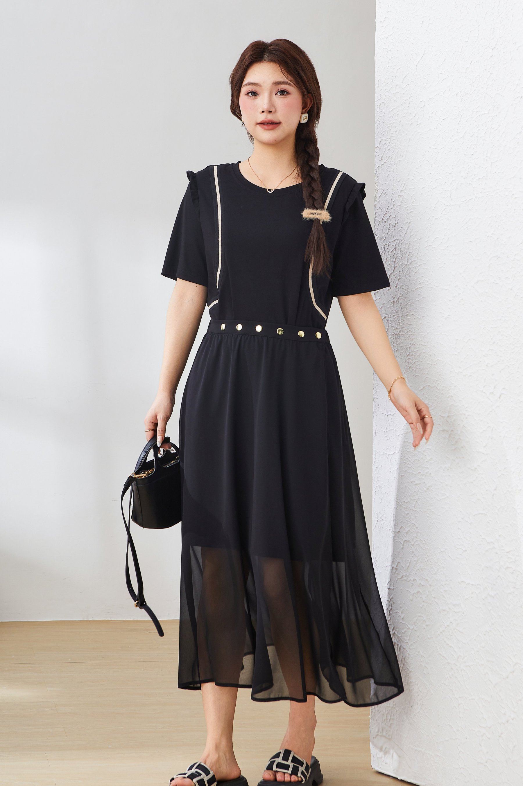 Flounced Sleeve Dress Suit Ext2952n