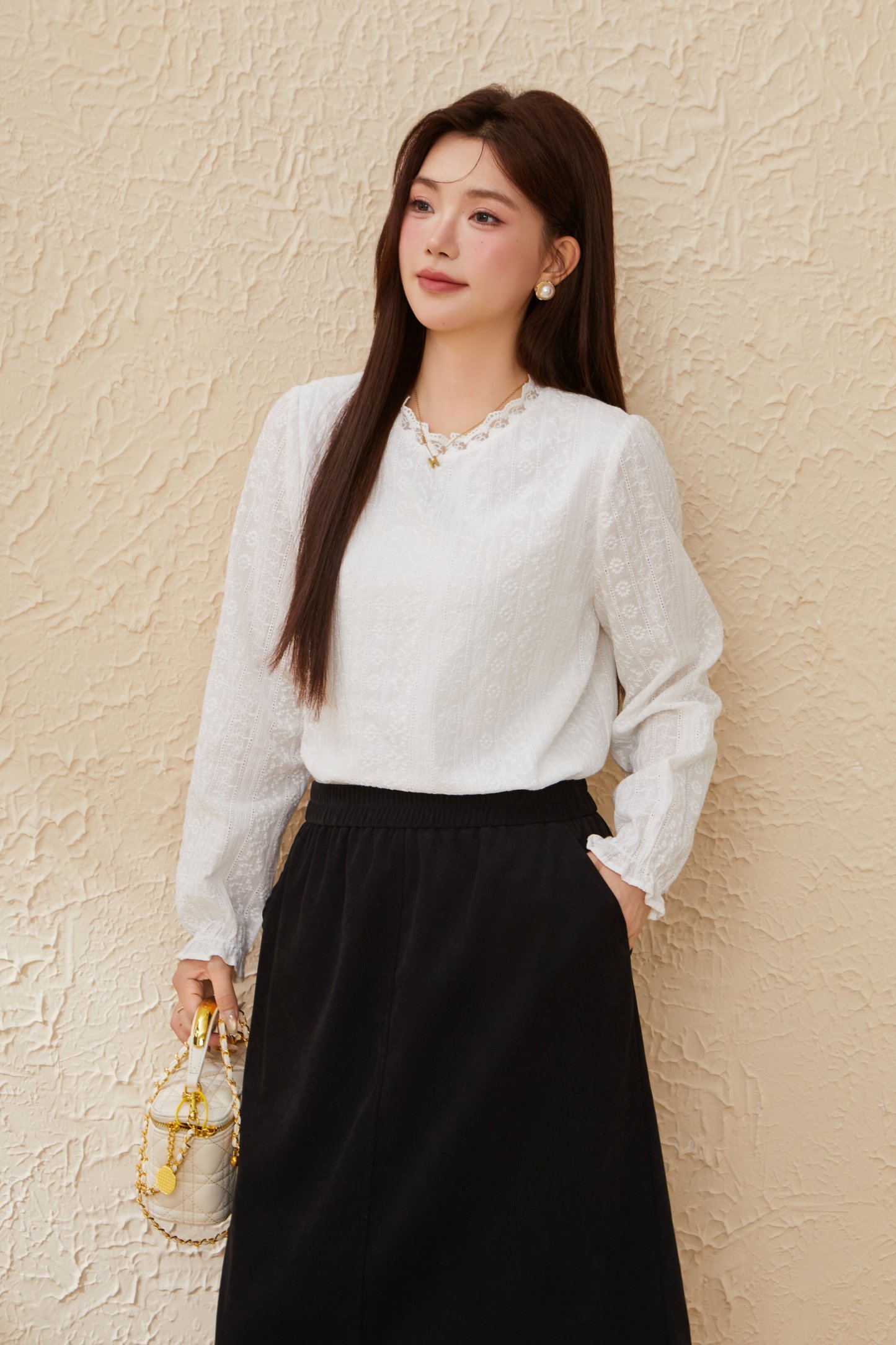 Lace Patchwork Heavy Embroidery Blouse EDA5865