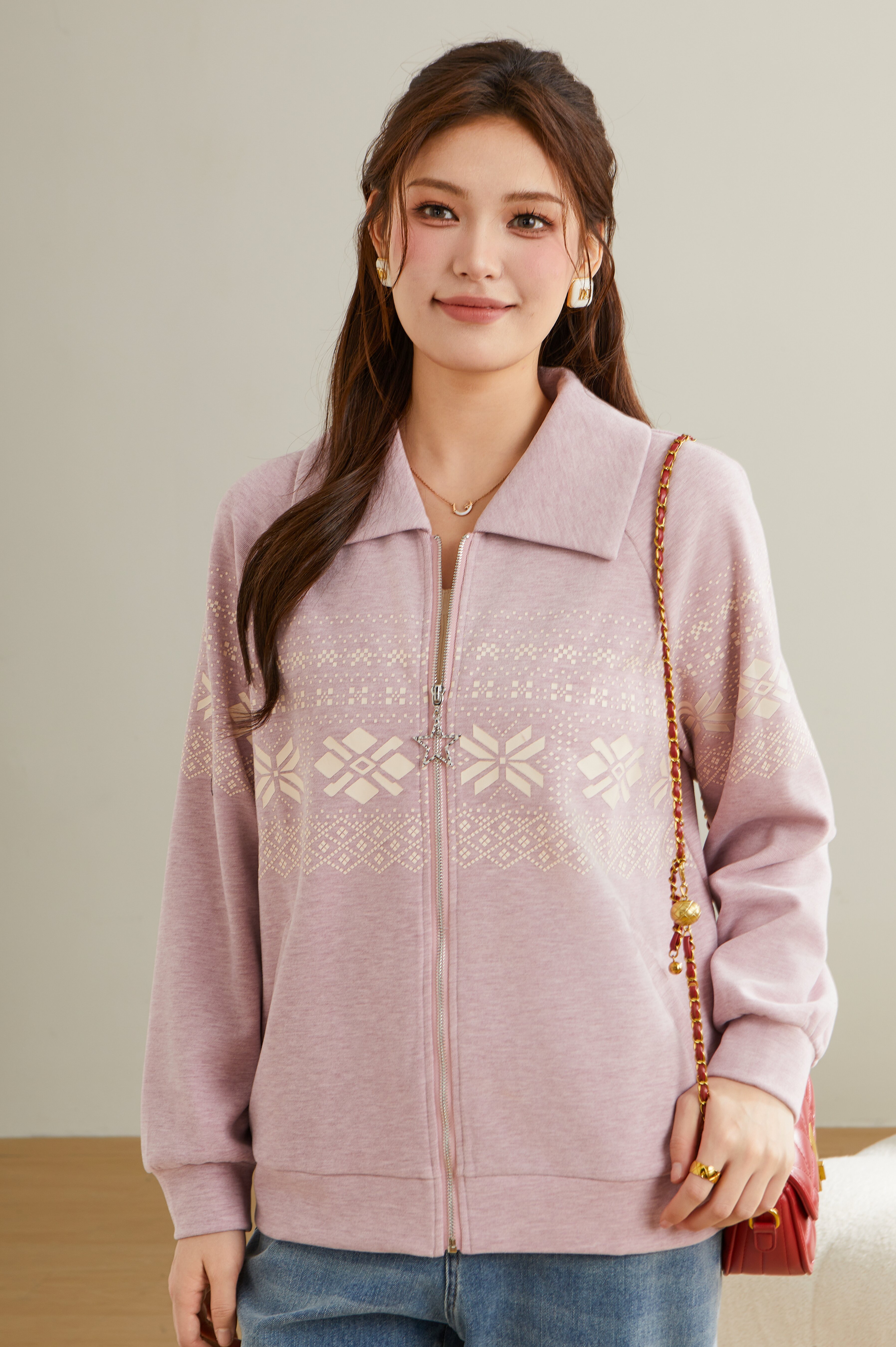 Lapel Printed Thin Jacket DDZ2159