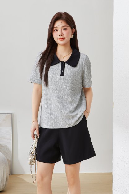 POLO Collar Textured Top EXZ5255