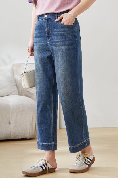 Nine-point Straight-leg Retro Wide-leg Pants EXK5223