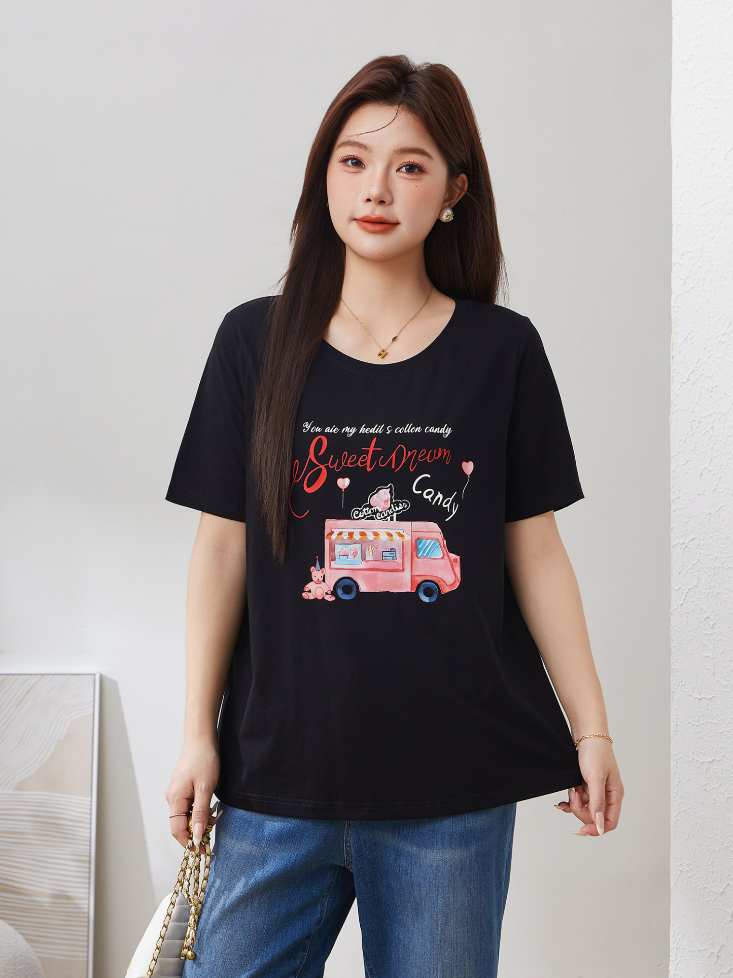Cartoon Style Versatile Skin-friendly Knitted T-shirt DXZ1330