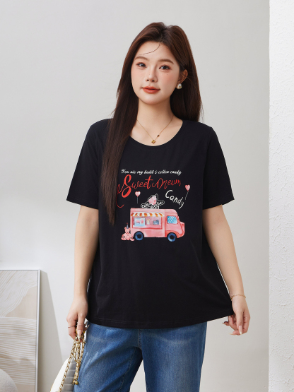 Cartoon Style Versatile Skin-friendly Knitted T-shirt DXZ1330